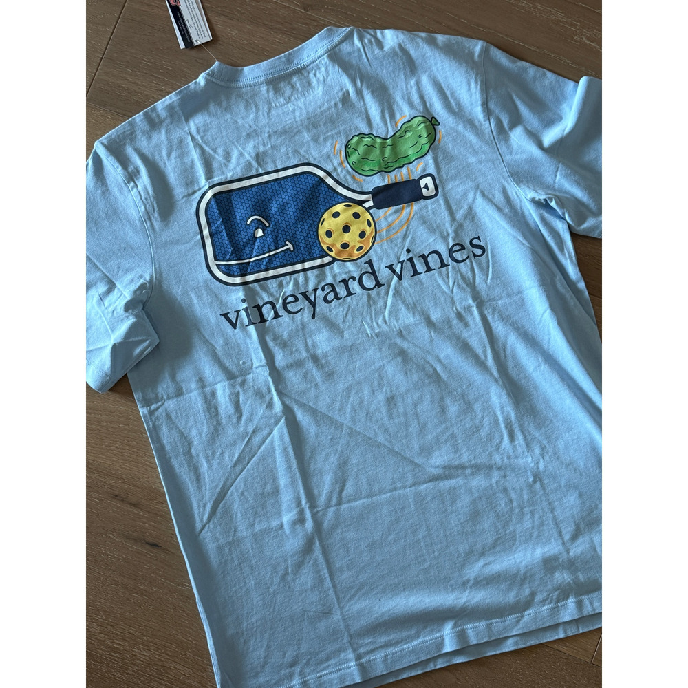 New Vineyard Vines Dill Pickleball Blue Front Pocket T-Shirt Small